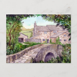 Carte Postale Peinture aquarelle du pont de pierre