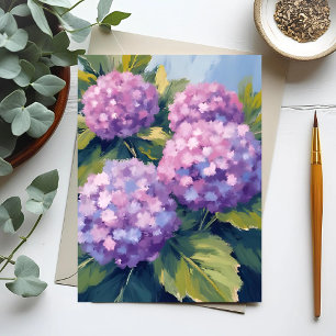 Carte Postale Peinture aquarelle florale Hortensias violets