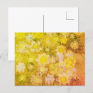 Carte Postale Peinture Aquarelle Salée Abstraite Florale Rétro