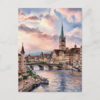 Peinture aquarelle Zurich Suisse