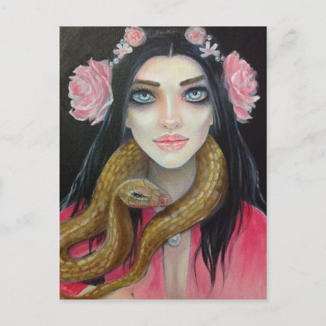 Carte Postale Peinture artistique originale d'une fille et de so (Devant)