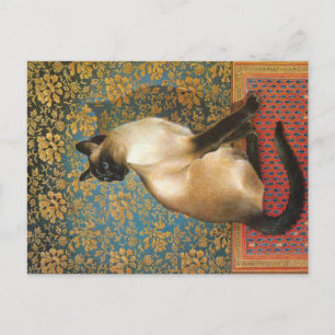 CARTE POSTALE PEINTURE CHAT EN SIAMÈNE 
