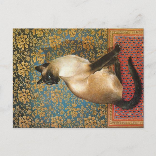 CARTE POSTALE PEINTURE CHAT EN SIAMÈNE (Devant)