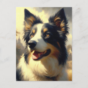 Carte Postale Peinture Collie vintage