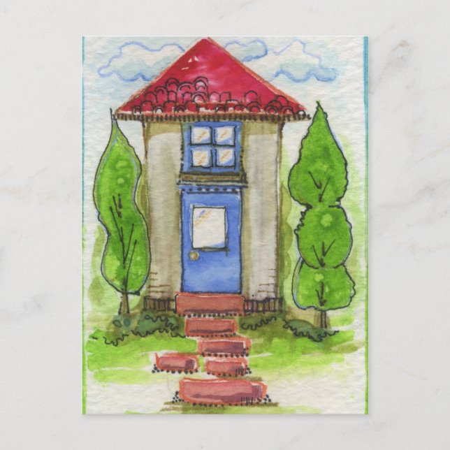 Carte Postale Peinture colorée de Chambre d'aquarelle (Devant)