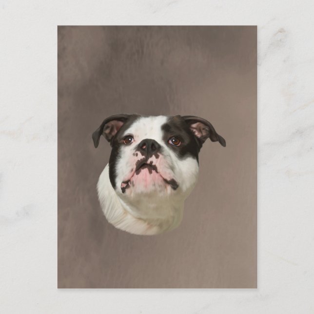 Carte Postale Peinture couleur d'eau Bulldog (Devant)