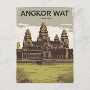 Carte Postale Peinture d'Angkor Vat Cambodge