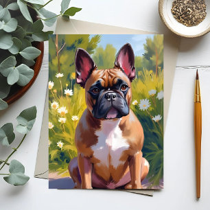 Carte Postale Peinture d'animal de compagnie Bouledogue français
