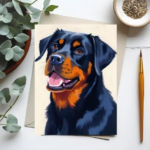 Carte Postale Peinture d'animal de compagnie chien Rottweiler
