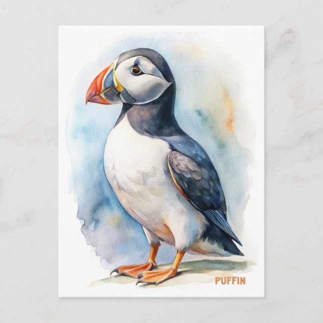 Carte postale Peinture d'aquarelle d'oiseau de Puf (Devant)