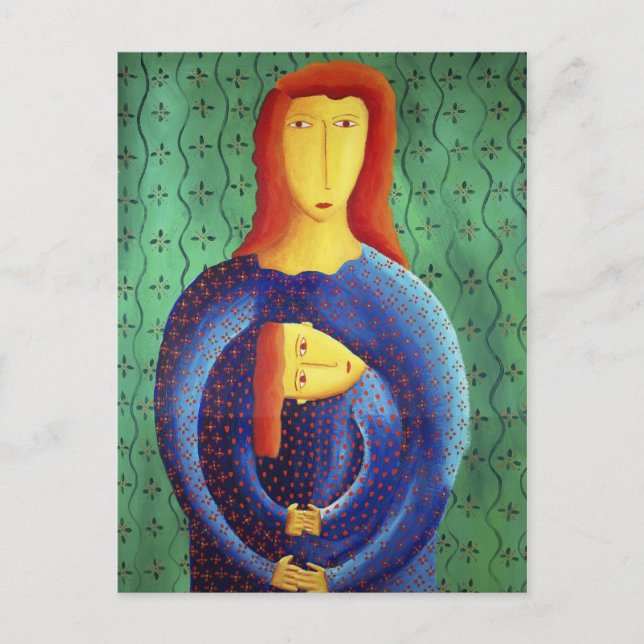 Carte Postale Peinture D'Art Contemporain Mère Et Fille (Devant)