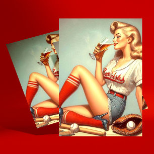 Carte Postale Peinture de baseball rétrospective
