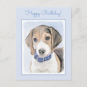 Carte Postale Peinture de Beagle - Art original de chien mignon