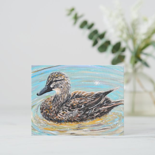 Carte Postale Peinture de canard à colle féminin (Debout devant)