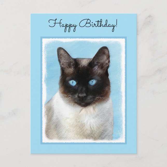 Carte Postale Peinture de chats de Siamese - Cute Original Cat A (Devant)
