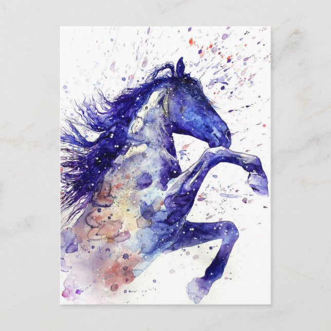 Carte Postale Peinture de cheval à l'aquarelle incroyable (Devant)