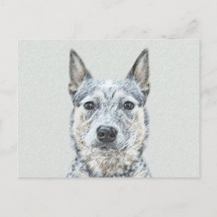 Carte Postale Peinture de chien de bétail australien - Beau art