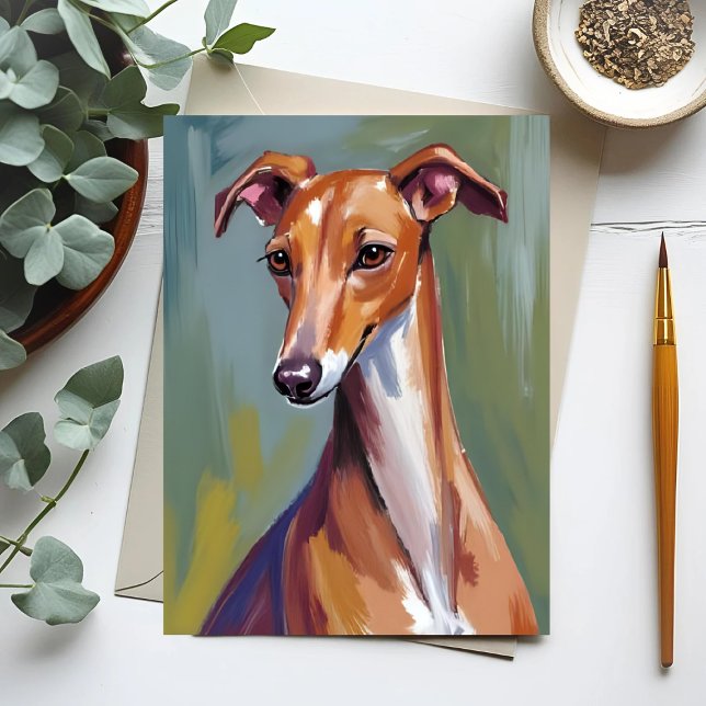 Carte Postale Peinture de chien gris italien (Créateur téléchargé)