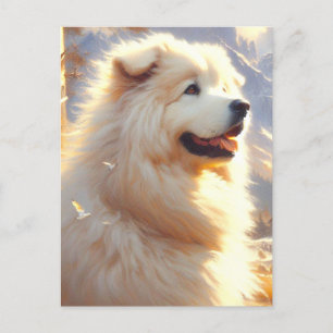 Carte Postale Peinture de chien vintage des Grands Pyrénées