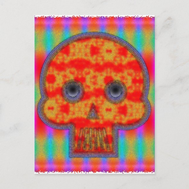 Carte Postale Peinture de crâne de robot coloré (Devant)