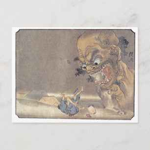 Carte Postale Peinture de démons japonais antique