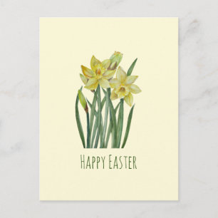 Carte Postale Peinture de fleurs de jonquilles aquarelle Joyeuse