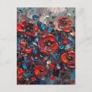 Carte Postale Peinture de fleurs de pavot rouge