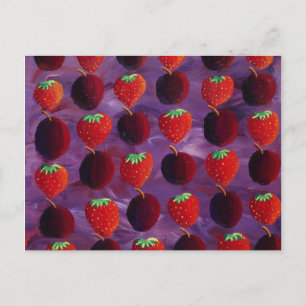 Carte Postale Peinture de fraises et de prunes