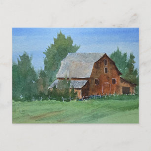 Carte Postale Peinture de grange aquarelle 