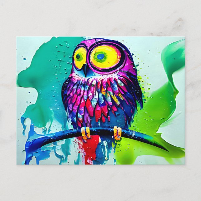 Carte Postale Peinture de hibou (Devant)