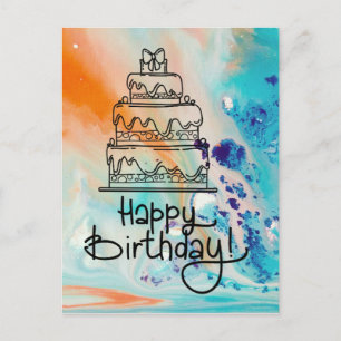 Carte Postale Peinture de joyeux anniversaire
