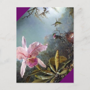 Carte Postale Peinture de la forêt tropicale des orchidées de co