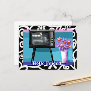Carte postale - Peinture de la télévision rétro Wh