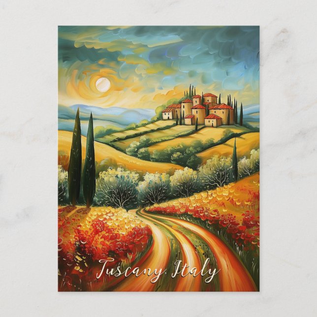Carte Postale Peinture de la vallée de la Fleur Toscane | Italie (Devant)