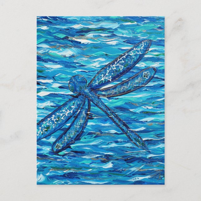Carte Postale Peinture de libellules bleues (Devant)