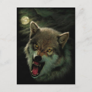 Carte Postale Peinture de loup en colère