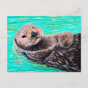 Carte Postale Peinture de loutre de mer