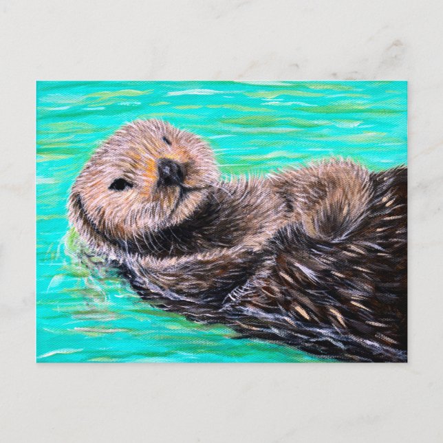 Carte Postale Peinture de loutre de mer (Devant)
