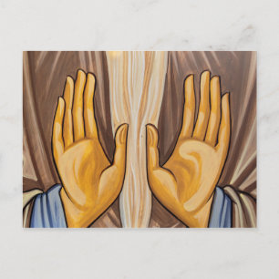 Carte Postale Peinture de mains dans une église
