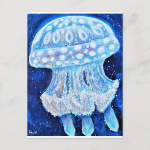 Carte Postale Peinture de méduse bleue