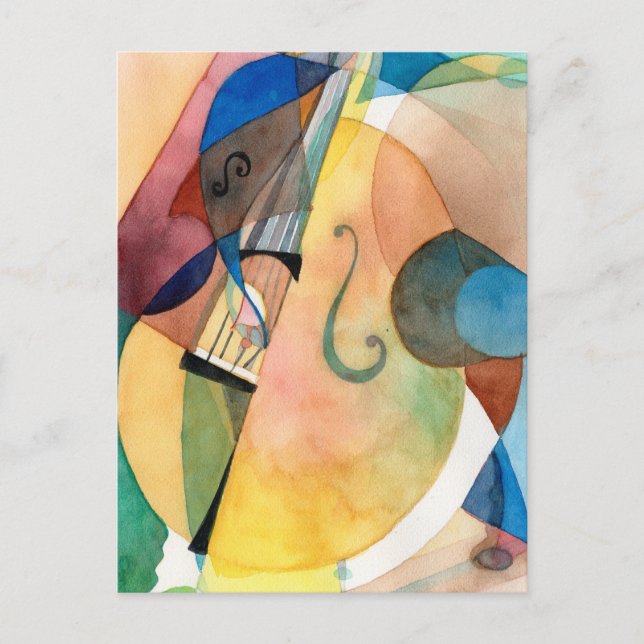 Carte Postale Peinture de musique jazz "Bassline" (Devant)