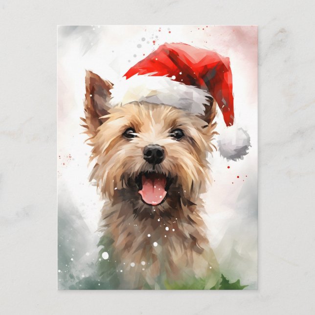 Carte Postale Peinture de Noël de Cairn Terrier (Devant)