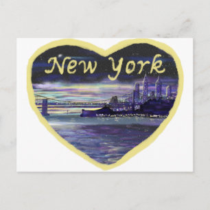 Carte Postale Peinture de paysage urbain de New York City Sunset