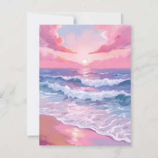Carte Postale Peinture de plage rose Ocean Shore
