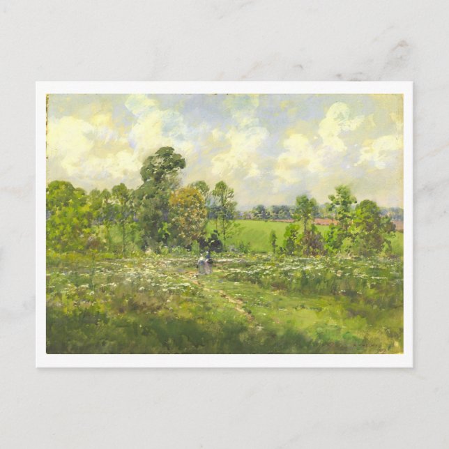 Carte Postale Peinture de prairie fleurie (Devant)