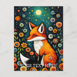 Carte Postale Peinture de renard floral de la source féerique