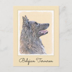 Carte Postale Peinture de Tervuren Belge - Art de Chien Original