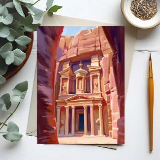 Carte Postale Peinture de voyage Petra Jordanie