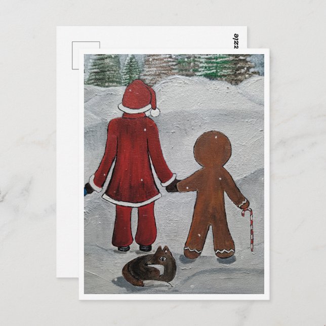 Carte Postale Peinture des amis de Festive par Alfred Fox Collec (Devant / Derrière)