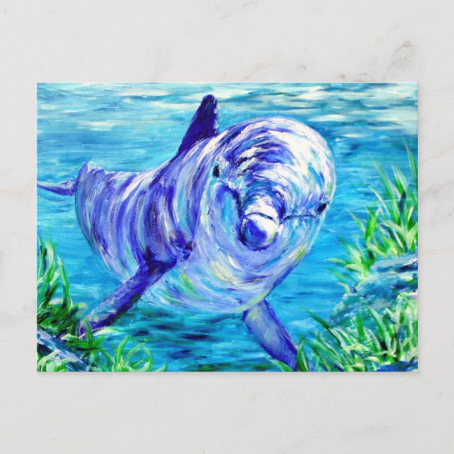 Carte Postale Peinture des dauphins d'océan Dauphin Photo sous-m (Devant)